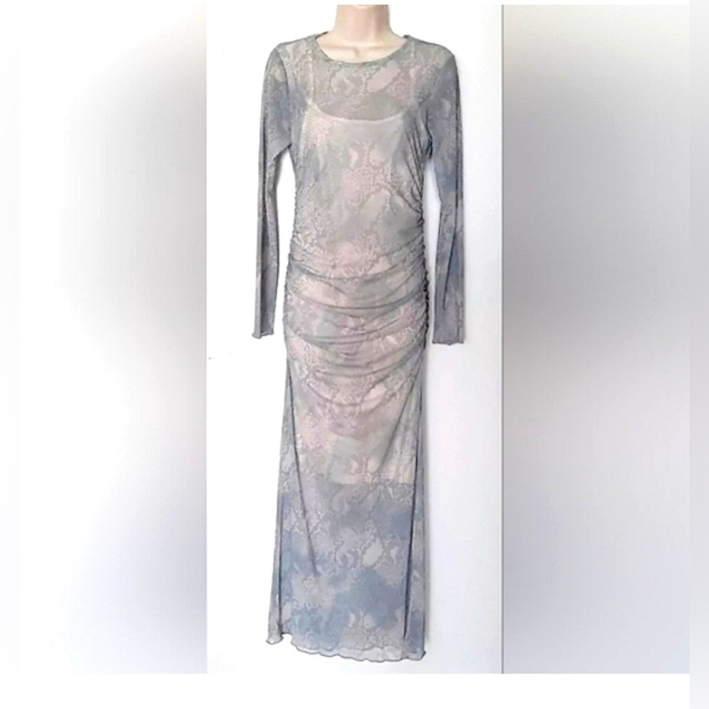 No Comment Sheer Long Sleeve Dress